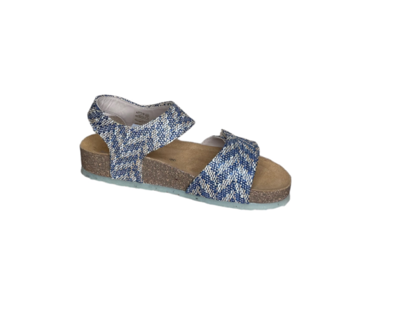 Q Fit Mila combi beige/ blauw sandaal