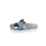 Maruti Bari blue leather silver slide